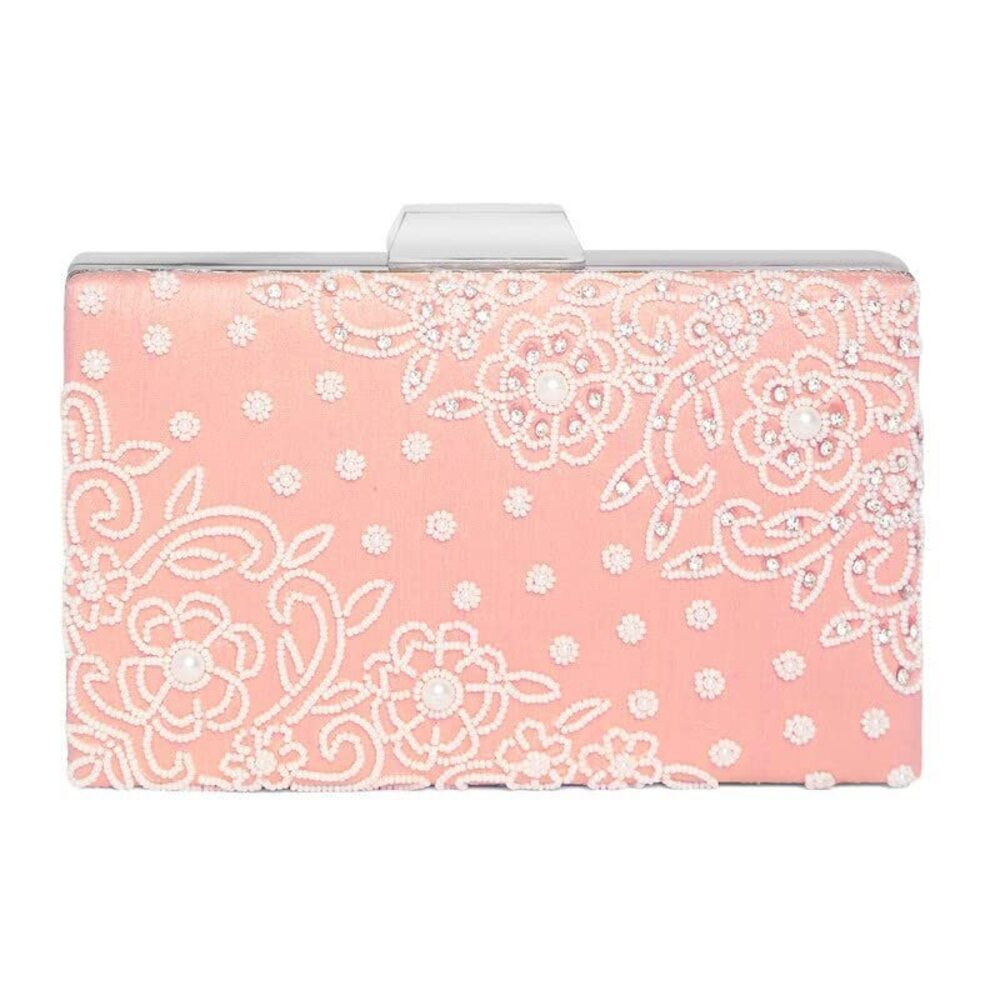2714 Peach Clutch Purses Gift Wedding Handmade Evening Handbags Party